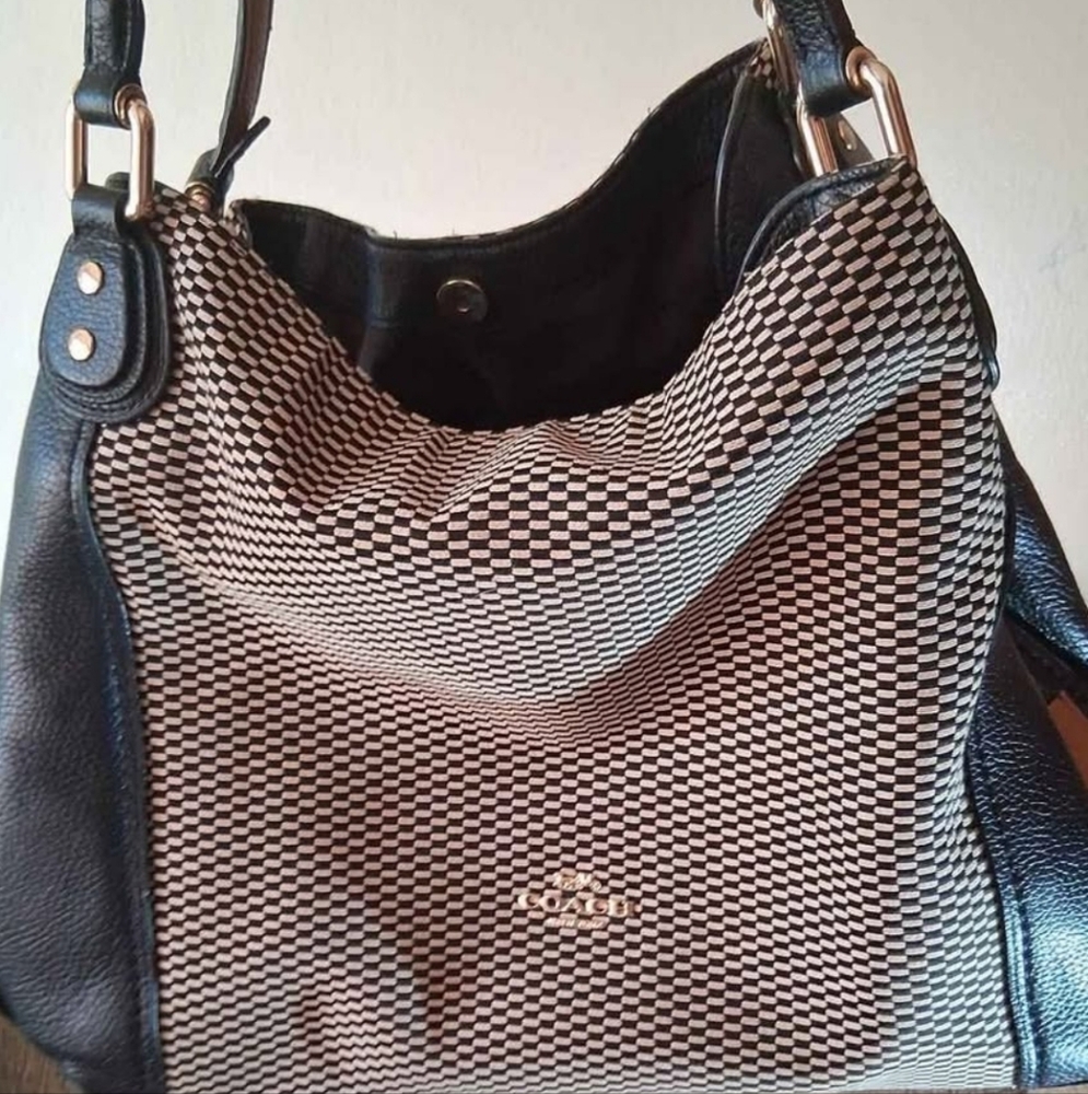 Vintage Coach Monochrome Checkered Shoulder Bag